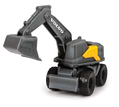 Dickie Toys Volvo Micro Workers 5er Set Baustellenfahrzeuge (je 10 cm) - Kinder Bagger Spielzeug, Radlader & Muldenkipper Auto Spielzeug mit Freilauf, Fahrzeuge ab 3 Jahren, gelb/grau - 203722008 - Image 2