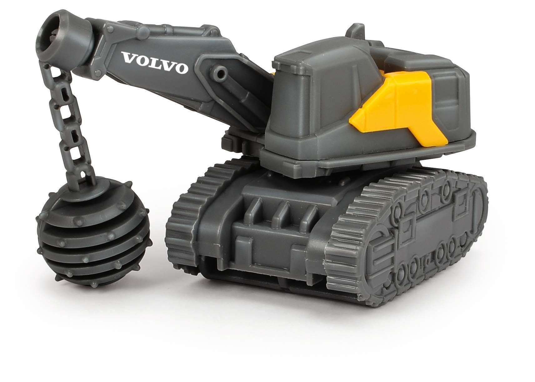 Dickie Toys Volvo Micro Workers 5er Set Baustellenfahrzeuge (je 10 cm) - Kinder Bagger Spielzeug, Radlader & Muldenkipper Auto Spielzeug mit Freilauf, Fahrzeuge ab 3 Jahren, gelb/grau - 203722008 - Image 8