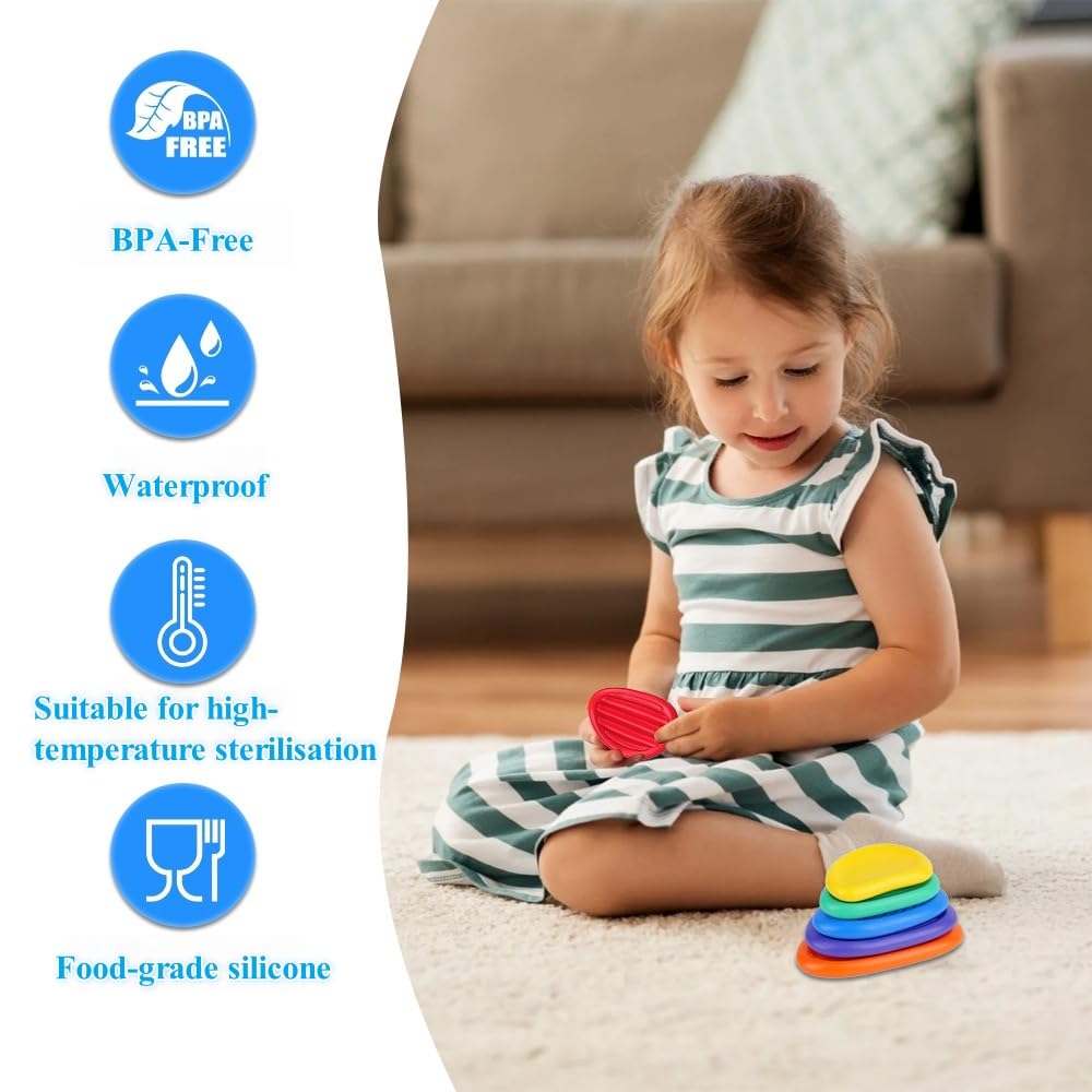 Fidget Toys Sensory Stones, 6 Stück Stressabbau Sensorische Stone Stressberuhigendes Spielzeug Textured Sensory Stone für Kinder und Erwachsene - Image 6