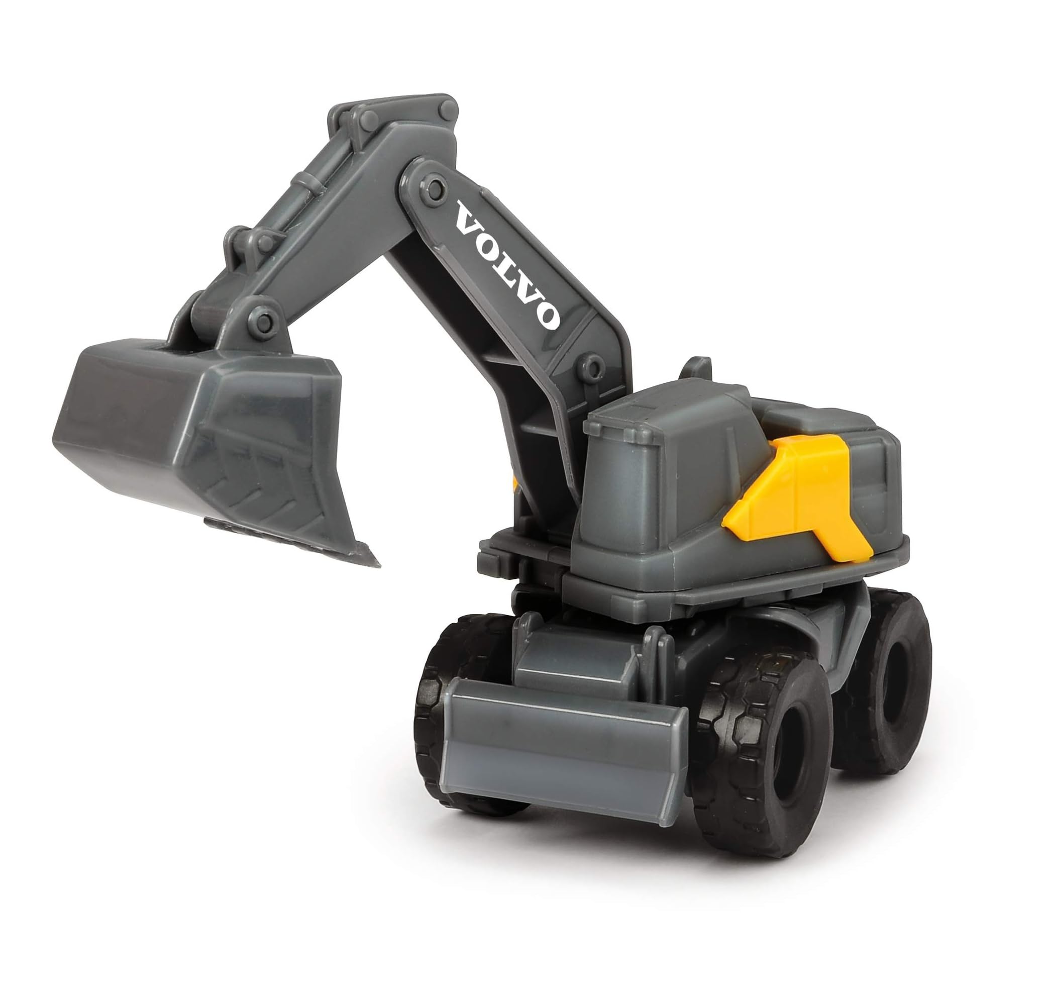 Dickie Toys Volvo Micro Workers 5er Set Baustellenfahrzeuge (je 10 cm) - Kinder Bagger Spielzeug, Radlader & Muldenkipper Auto Spielzeug mit Freilauf, Fahrzeuge ab 3 Jahren, gelb/grau - 203722008 - Image 7