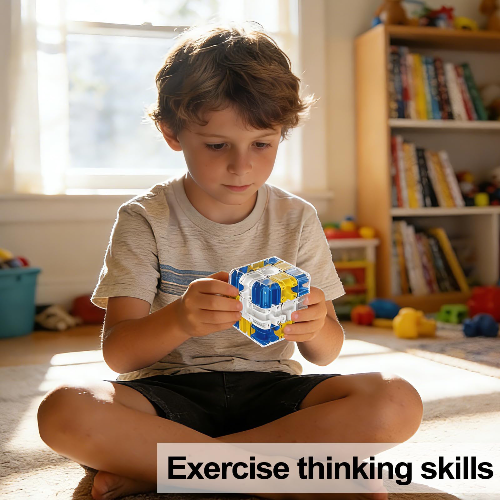 3D Labyrinth Würfe, 3D Labyrinth Zauberwürfel Puzzles Kugel Spielzeug Interaktives, Kugellabyrinth Zauberwürfel, Labyrinth 3D Puzzle Maze Cube, Gehirntrainingsspielzeug zum Stressabbau - Image 2