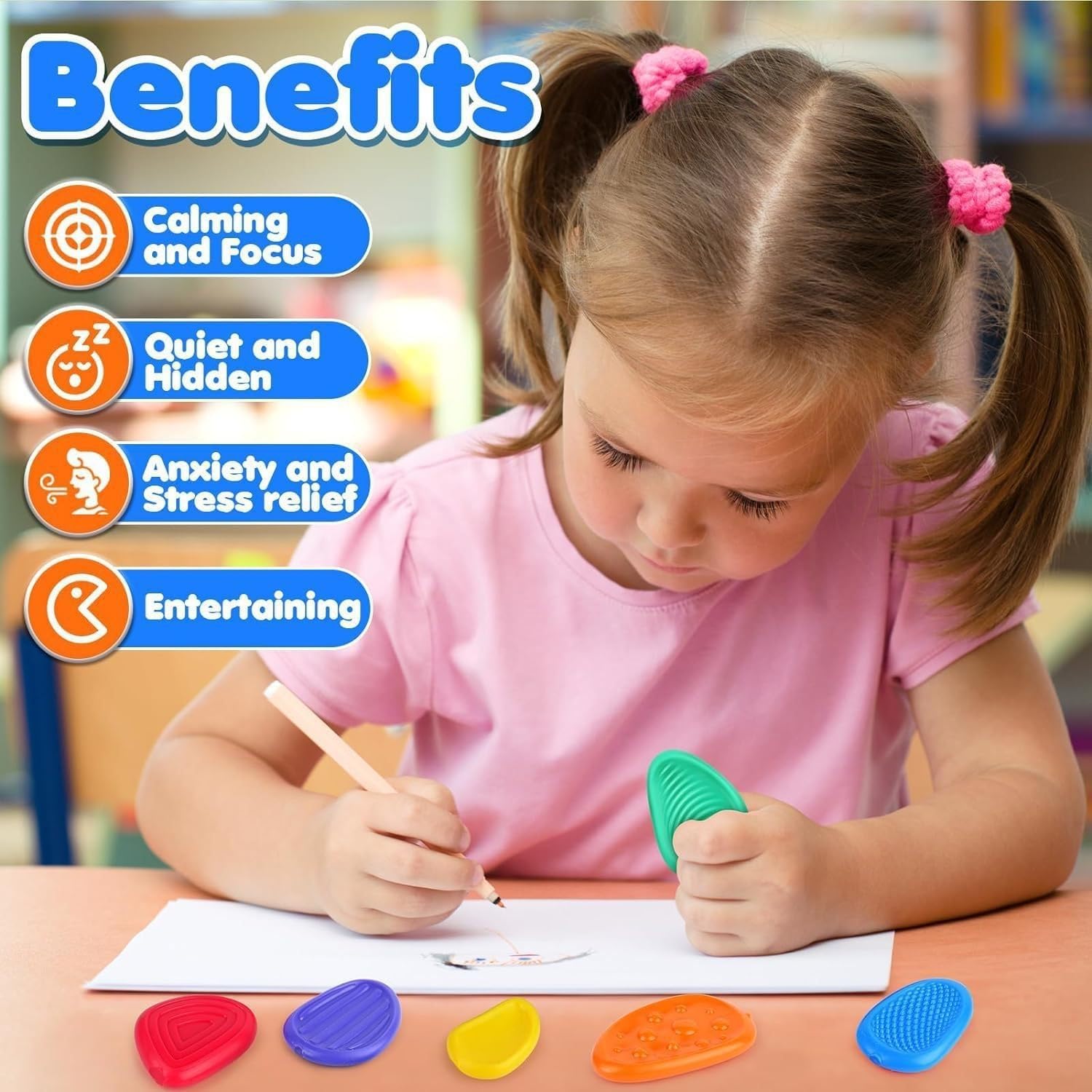 Fidget Toys Sensory Stones, 6 Stück Stressabbau Sensorische Stone Stressberuhigendes Spielzeug Textured Sensory Stone für Kinder und Erwachsene - Image 4