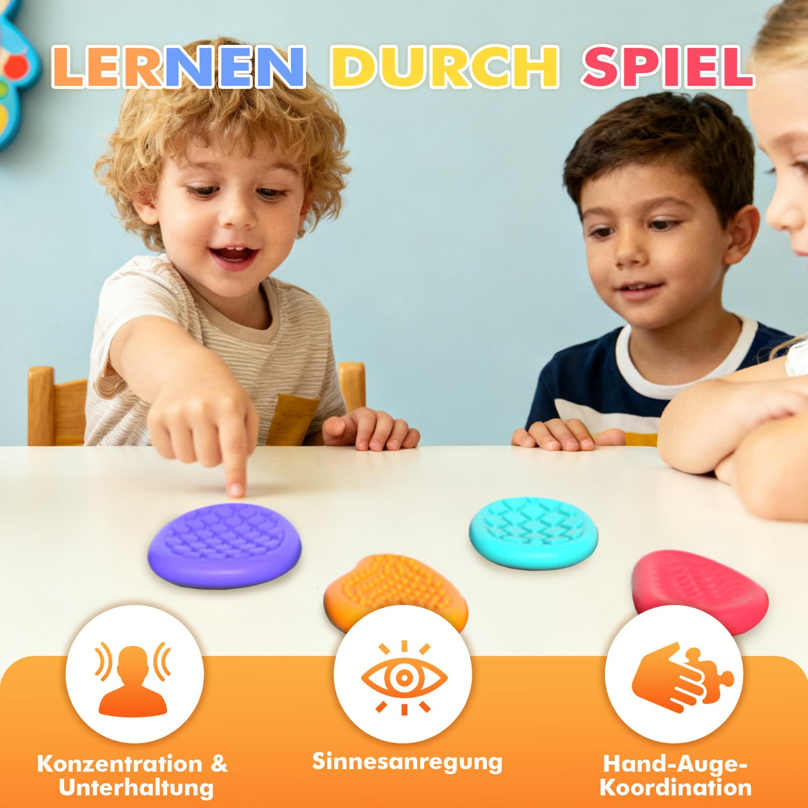 Bdwing Silikon Fidget Toys Sensory Stones, 6 Stück Sensorik Spielzeug Anti Stress Spielzeug, Worry Stone Stressabbau Reliever Geschenk für Kinder und Erwachsene, ADHS & Autismus Sensory Toys - Image 4
