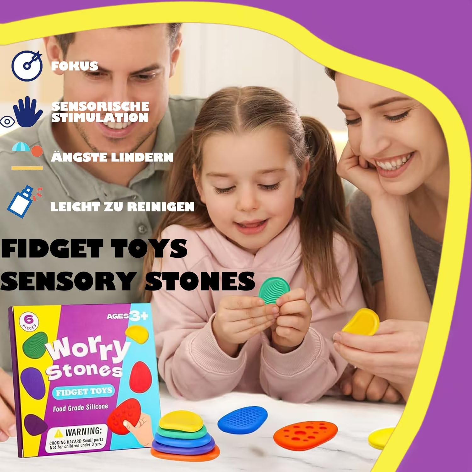 Fidget Toys Sensory Stones 6 Stück, Stressabbau Sensorik Spielzeug Anti Stress Spielzeug, Sensory Toys Für Stress, Angst, Adhs & Autismus - Image 4
