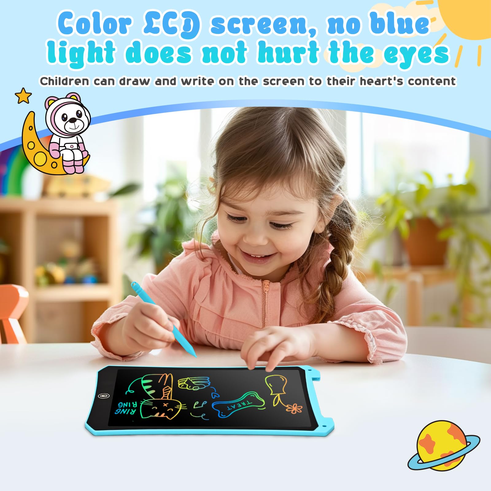 BlueSwan Maltafel Zaubertafel Reise Spielzeug für Unterwegs Kinder 2 3 4 5 6+ Jahre,10 Zoll LCD Schreibtafel mit löschfunktion,Beschäftigung im Flugzeug Autofahrt Restaurant Kleinkind Geschenk,Blau - Image 5