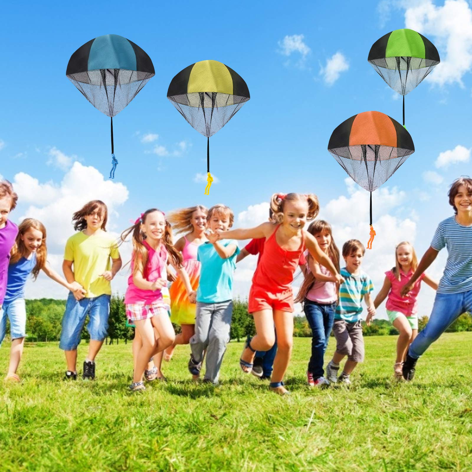 Fallschirm Spielzeug Kinder, funvce 4 Stück Fallschirmspringer Kleines Spielzeug, Hand Wurfspiel Outdoor Flugspielzeug, Party Mitgebsel Kindergeburtstag, Wurf Parachute Spiele für Draußen - Image 4