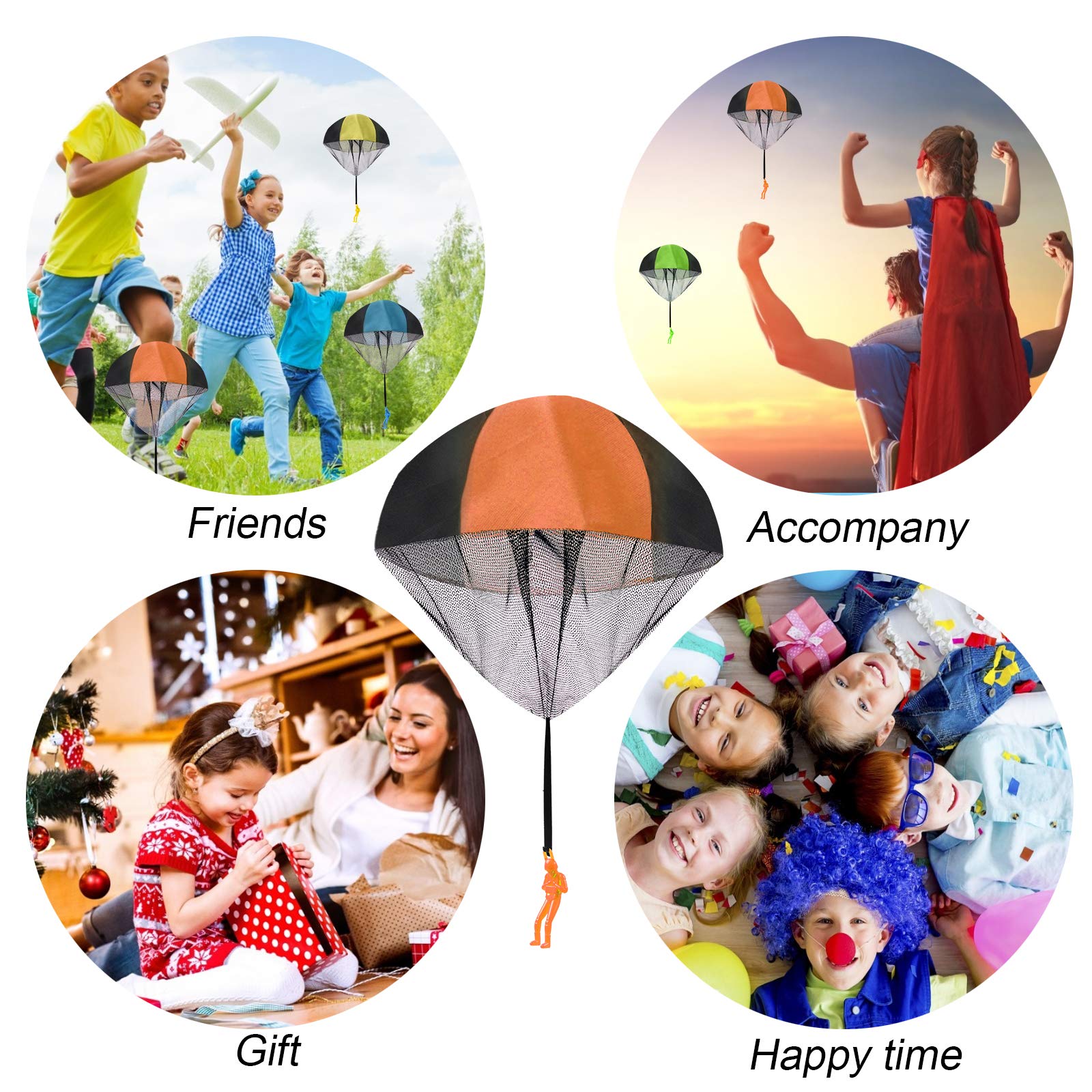 Fallschirm Spielzeug Kinder, funvce 4 Stück Fallschirmspringer Kleines Spielzeug, Hand Wurfspiel Outdoor Flugspielzeug, Party Mitgebsel Kindergeburtstag, Wurf Parachute Spiele für Draußen - Image 2
