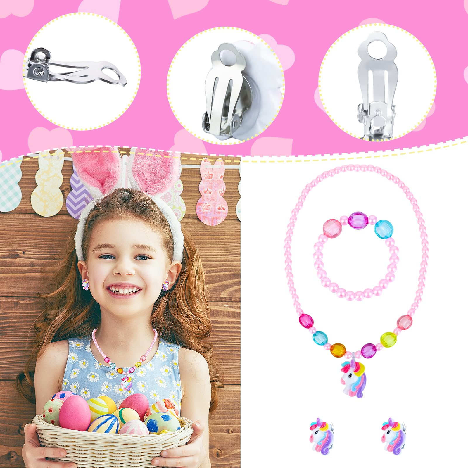 Apricitie Einhorn Handtasche - Geschenkset mit Schmuck für Mädchen (3-7 Jahre) - Einhorn Kinderschmuck: Halskette, Armband, Ring, Haarspange - Image 6