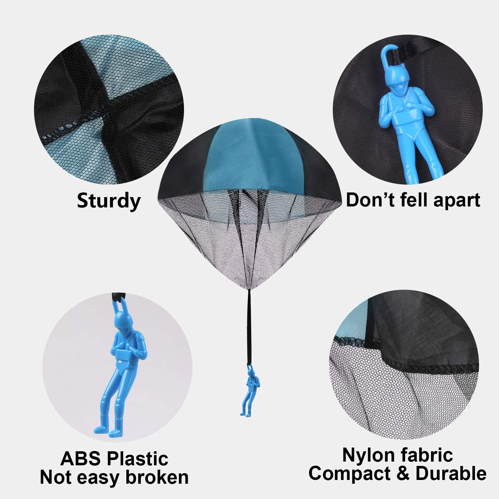 Fallschirm Spielzeug Kinder, funvce 4 Stück Fallschirmspringer Kleines Spielzeug, Hand Wurfspiel Outdoor Flugspielzeug, Party Mitgebsel Kindergeburtstag, Wurf Parachute Spiele für Draußen - Image 6