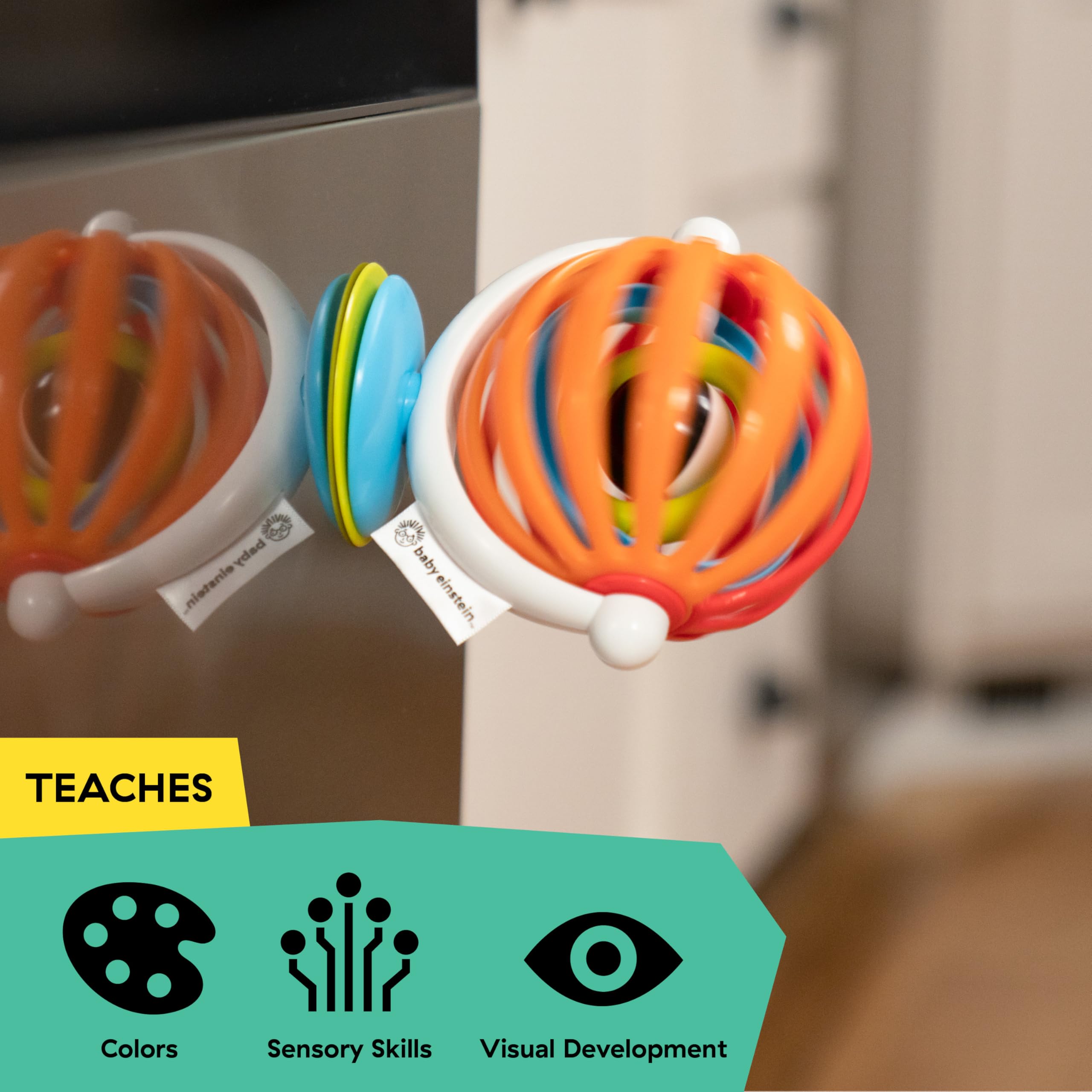 Baby Einstein, Sticky Spinner Spielzeug, perfekt auf Reisen oder für unterwegs, saugfähiger Boden zum Anbringen auf glatten Oberflächen - Image 6